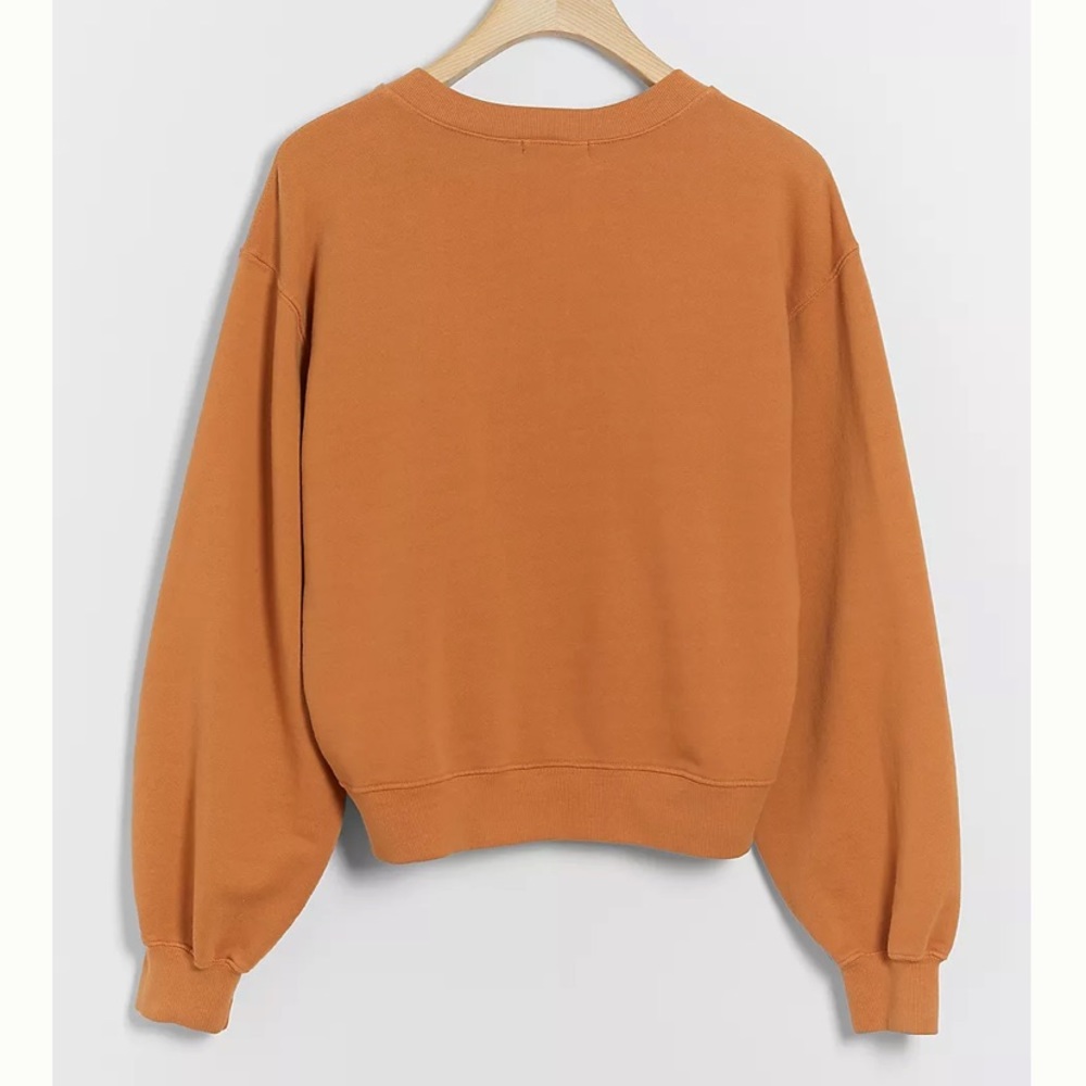 AGOLDE V Neck Balloon Sleeve Sweatshirt in Umber - Picture 4 of 16